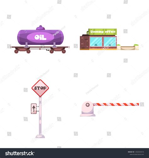 Vector Illustration Train Station Sign Set Stock Vector (Royalty Free ...