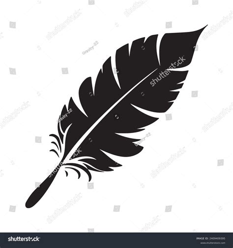 Black Silhouette Black Feather Icons Isolated Stock Vector (Royalty ...