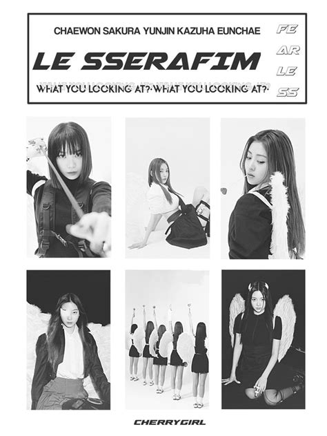 LE SSERAFIM POSTER (BLACK AND WHITE) | Graphic poster, Pop posters, Cute poster