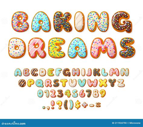 Donut Font. Sweets Letters, Bakery Text Numbers Alphabet. Cake And ...