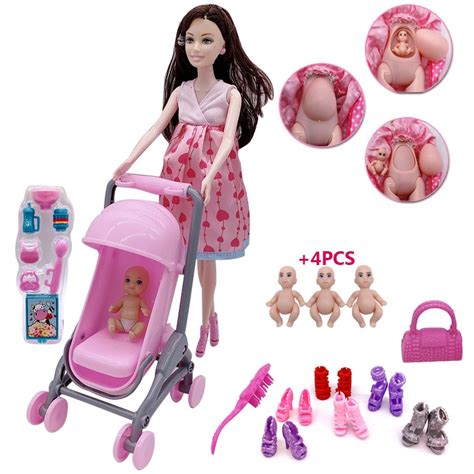 11.5 "2020 latest fashion pregnant Barbies + baby stroller in 2021 | Pregnant barbie, Baby ...