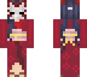 japanese kimono with fox mask (edited) | Minecraft Skin