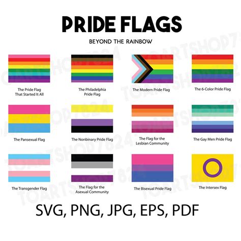 12 LGBTQ Flags Pride Printable Cut Files,lgbtq SVG Bundle, Pride Flags, Pride Symbols, Gay T ...