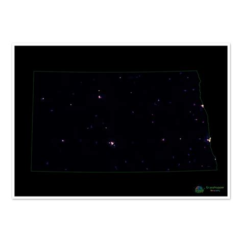 North Dakota - Population density heatmap - Fine Art Print ...