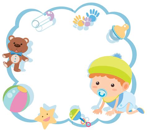 Border template with cute baby and toys 614273 Vector Art at Vecteezy