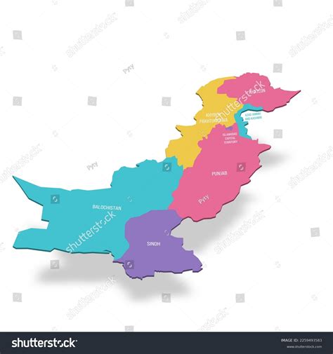 Pakistan Political Map Administrative Divisions Provinces Stock Vector ...