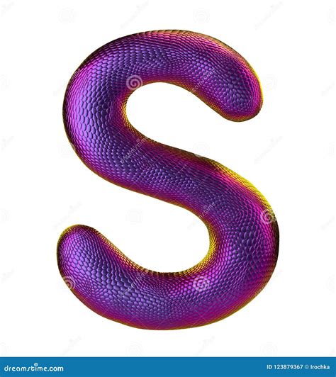 Letter S Made Of Natural Snake Skin Texture Purpur Color. 3D Letter Render Isolated On White ...