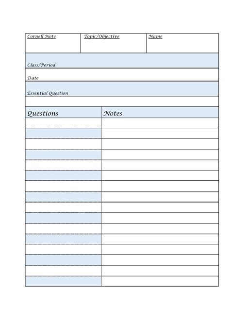 28 Printable Cornell Notes Templates [Free] - TemplateArchive