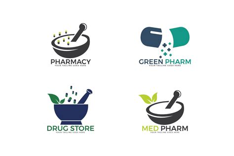 Set of pharmacy logos. Pharmaceutical company logos. (174506) | Logos | Design Bundles ...