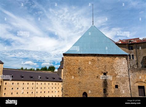 courtyard in medieval castle Sedan in France Stock Photo - Alamy