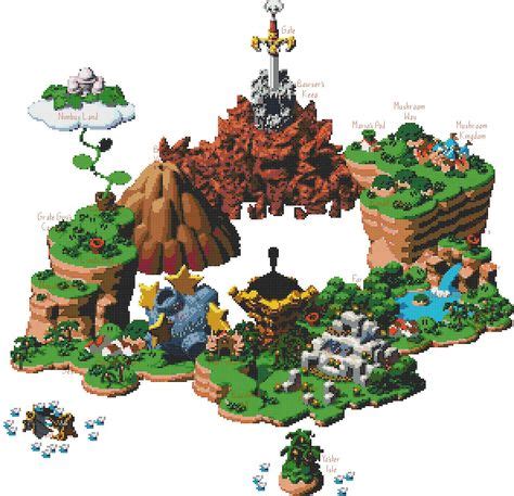 Super Mario RPG World Map Cross Stitch Pattern | Super mario rpg, Super mario, Mario