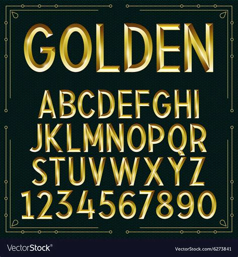 Golden embossed font Royalty Free Vector Image