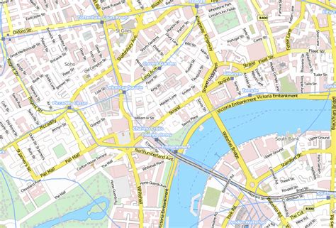 The Strand Stadtplan mit Luftbild und Hotels von London