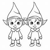 Two Elves Coloring Pages Outline Sketch Drawing Vector Elfs  sketch template