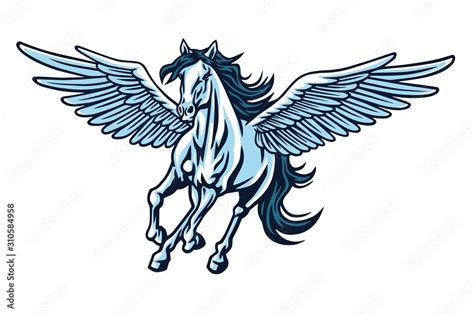 Pegasus Flying Horse. Majestic Pegasus Cartoon Vector Logo Mascot ...