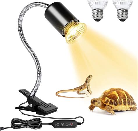 Reptile Heat Lamp – [Timer] Tortoise Heat Lamp E27 UVA+UVB Basking Lamp 360° for Lizards Turtle ...