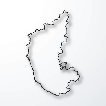 Karnataka Map Black Outline With Shadow On White Background Stock Illustration - Download Image ...