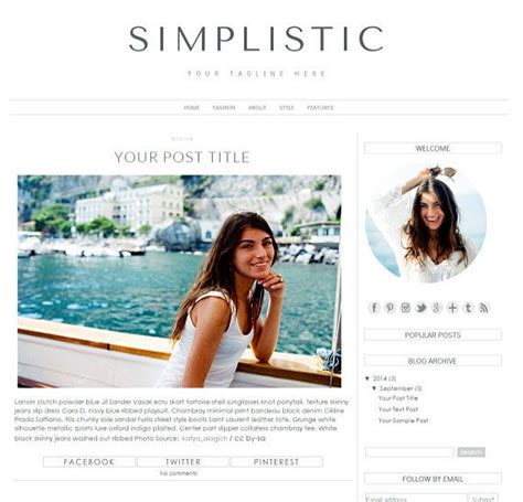 Blogger Template - Simplistic - Blogger Theme - Fashion Blogger ...