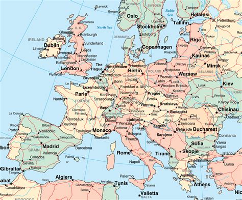 large detailed political map of europe with all capitals - map of europe with cities - Lina Gant