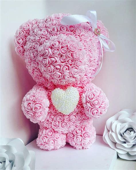 Rose Teddy bear 17.8 inch, Forever Rose Teddy bear, Wedding gifts, love bear, Flower rose bear ...