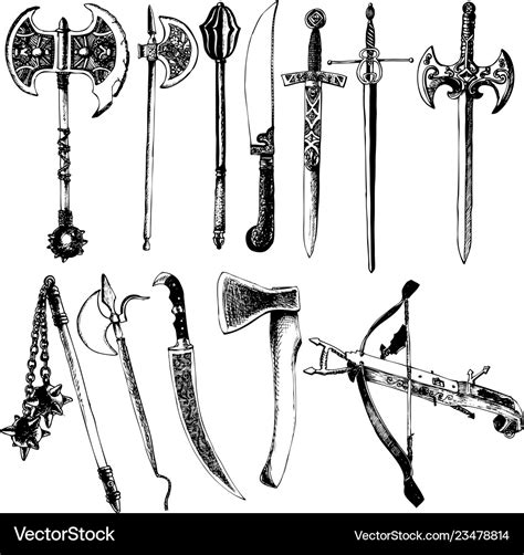 Medieval weapons set Royalty Free Vector Image