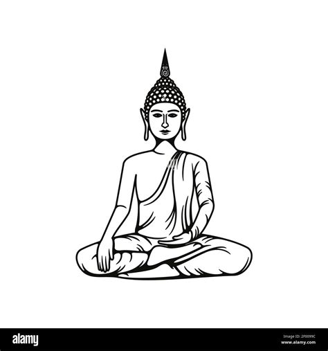 Buddha meditation isolated vector icon, Buddhism religious symbol ...