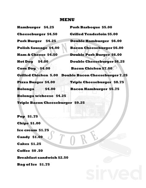 Moonshine Store menus in Martinsville, Illinois, United States