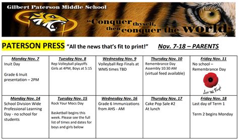 Paterson Press November 7-18 | Gilbert Paterson Middle School