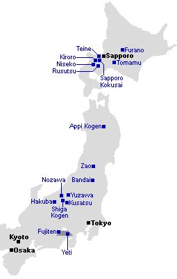 Ski Japan Map - Time Zones Map