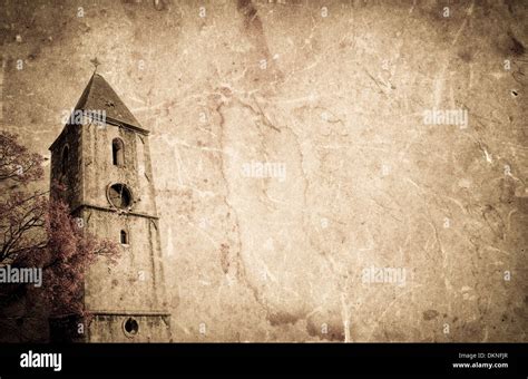 Old church on grunge paper background Stock Photo: 63782847 - Alamy