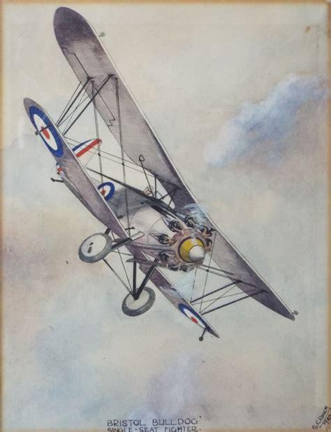 Antique Watercolour - Bristol "Bulldog" Single-Seat Fighter.