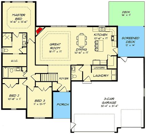 Plan 26913GP: Split-Bedroom Ranch Home Plan with Optional Lower Level | Open concept floor plans ...