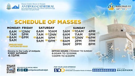 2024 Antipolo Cathedral Mass Schedule