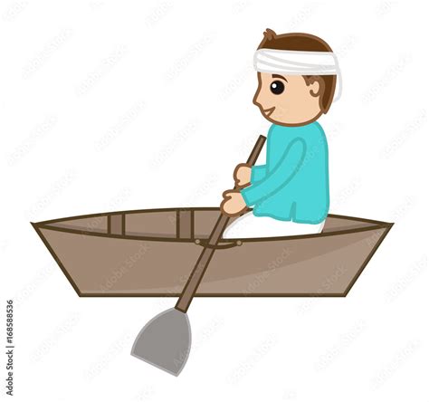 Cartoon Man on Boat Stock Vector | Adobe Stock