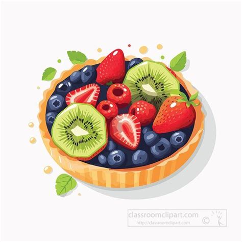 Fruit Clipart-fruit tart with blueberries and strawberries clip art