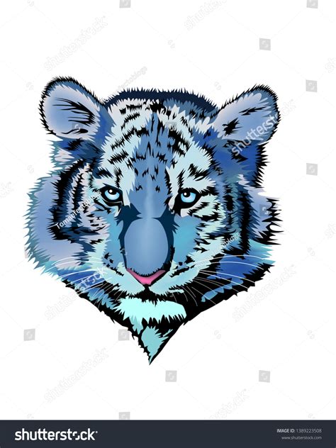 Vector Drawing Blue Tiger Stock Vector (Royalty Free) 1389223508 | Shutterstock