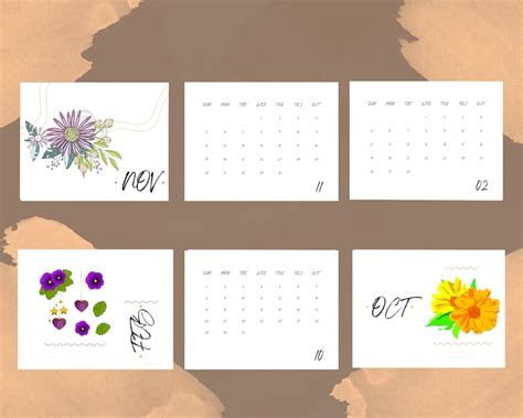 2023 Floral Monthly Calendar Wall Calendar Printable - Etsy