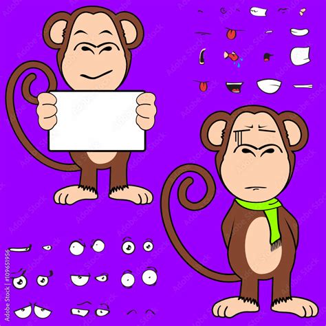 monkey cartoon expressions set in vector format very easy to edit Stock ...