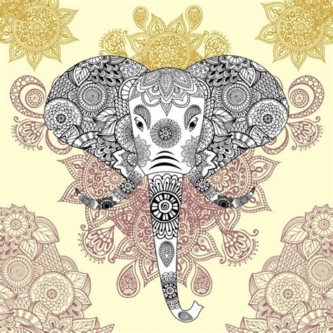 Elephant background classical tribal pattern decoration Free vector in ...