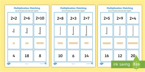 2 Times Table Multiplication Matching Puzzle (teacher made)