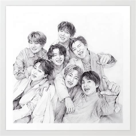 Bts pencil drawing, original fan art, k-pop Art Print by jaeho | Society6