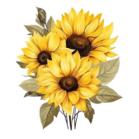 Yellow Sunflower Art Floral Decorative Illustration For Invitation And Printing, Decorative ...