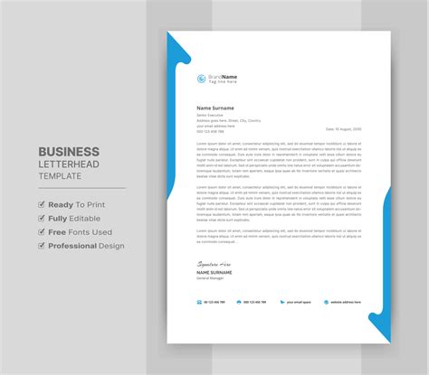 Letterhead Format Template, Business Style Letterhead Design Template. Company Letterhead ...