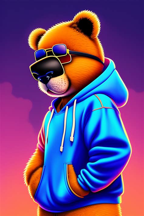 Lexica - Book cover style art of a teddy bear wearing a blue hoodie and ...