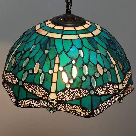 16 Inch Tiffany Style Stained Glass Hanging Lamp Dragonfly Stained ...