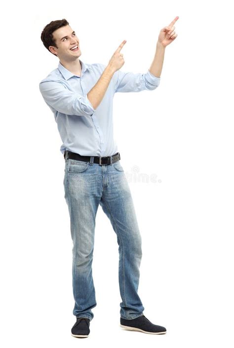 Young guy pointing up stock photo. Image of young, positive - 30480424