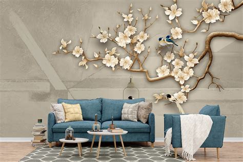 A tree branch with flowers and birds - Magic Decor