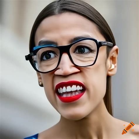 Picture of aoc wearing glasses with an intense expression