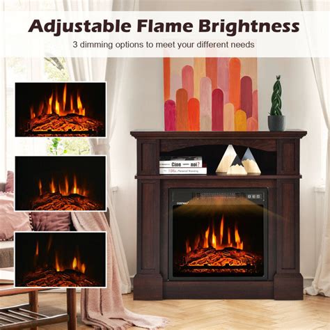 32 Inch Electric Fireplace Mantle 1400W Freestanding TV Stand Heater w ...