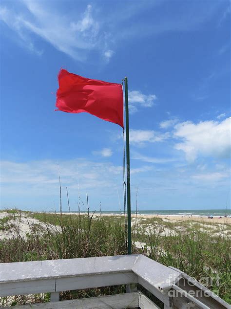 783 - Red Caution Flag Beach St Augustine Florida Digital Art by ...